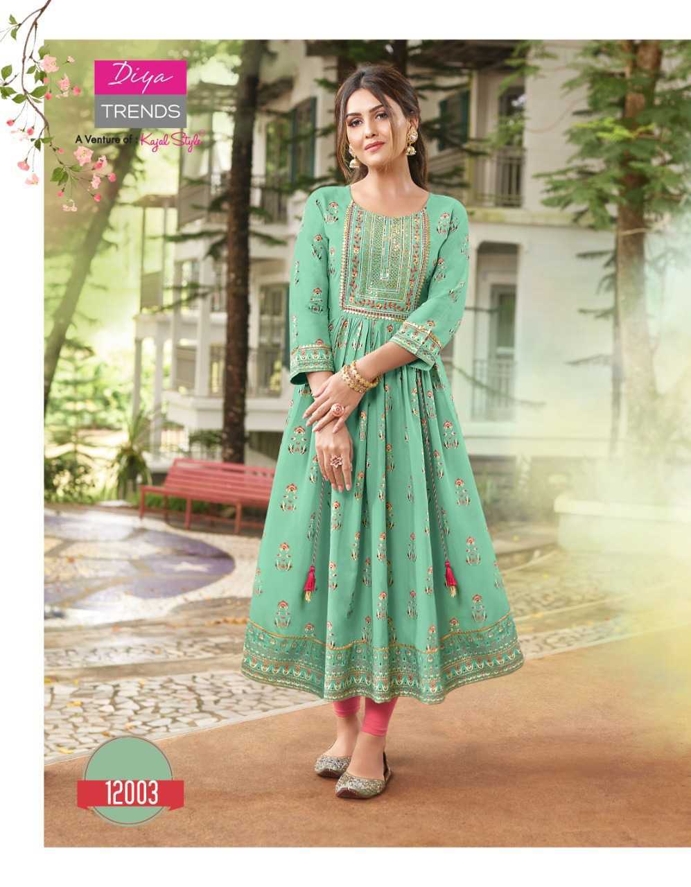 Aqua Rayon with Sequence Embroidery Work & Classy Gold Prints Indian Ethnic kurti with dupata