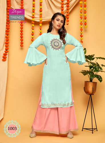 Aqua Heavy Synthetic Cotton Crepe fancy Indian Ethnic kurti with dupata