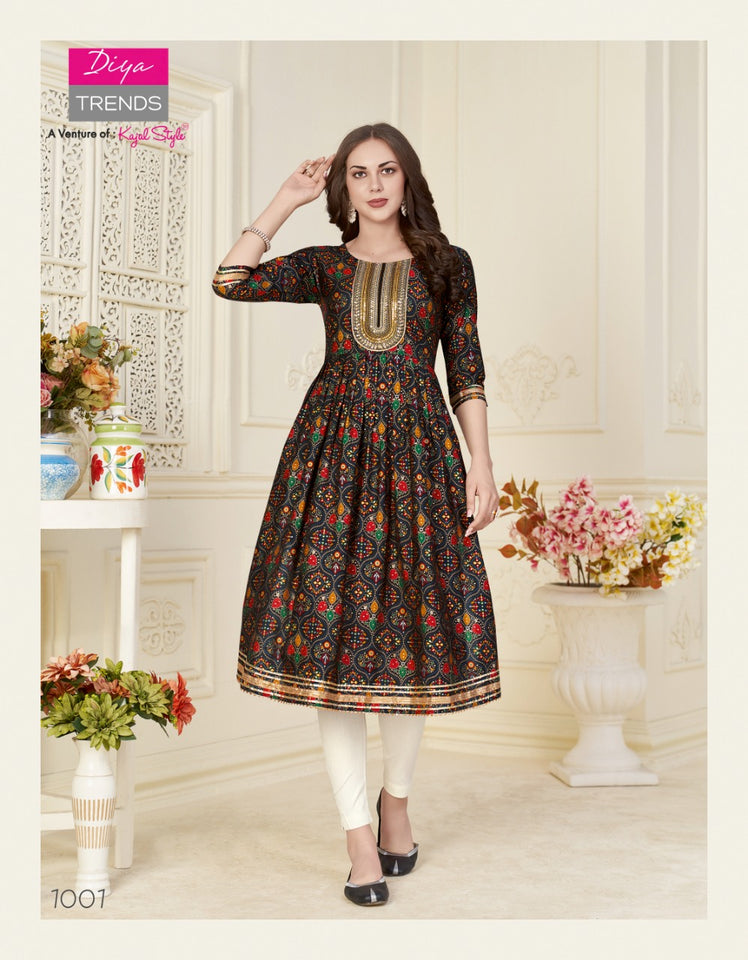 Black Chanderi with Foil Print || Embroidery Sequence Indian Ethnic kurti with dupata