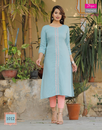Aqua Heavy Lurex Rayon Indian Ethnic Kurti With Dupata
