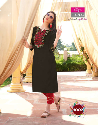 Black Cotton Flex Classy Prints Indian Ethnic kurti with dupata