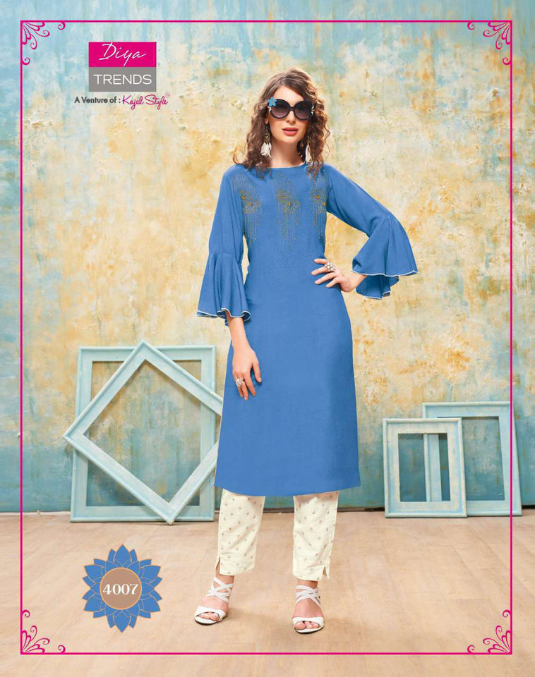 Aqua Rayon Indian Ethnic kurti with dupata