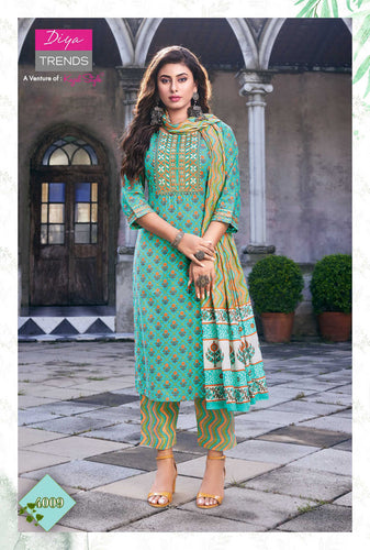 Aqua Georgette Digital Print Indian ethnic kurti with dupata