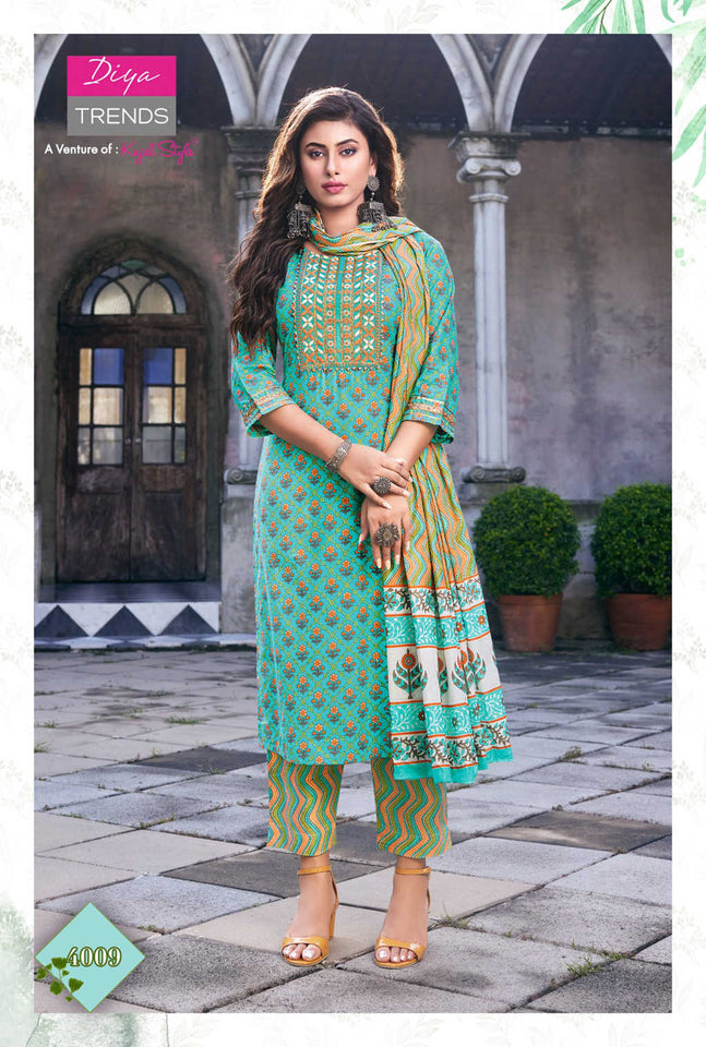 Aqua Georgette Digital Print Indian ethnic kurti with dupata