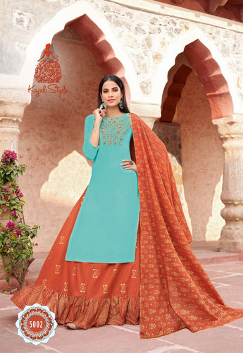 Aqua Mal Mal Printed Indian Ethnic kurti with dupata