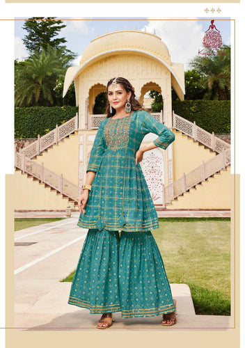 Aqua Heavy Cotton || Fancy Embroidery work || Cotton Classy Prints Indian Ethnic kurti with dupata