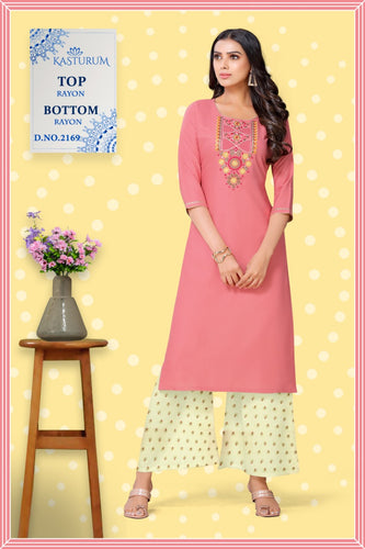 Aqua Rayon with Embroidery Indian Ethnic kurti with dupata