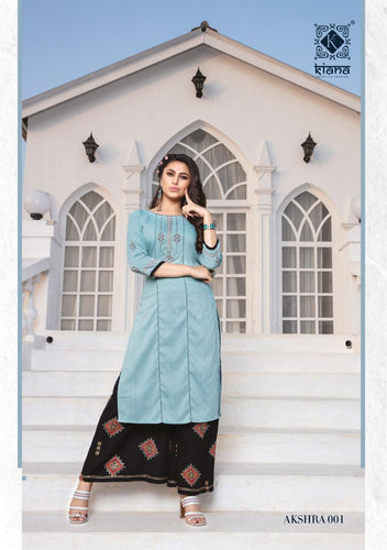Aqua Viscose Doby Rubi Slub Indian Ethnic kurti with dupata