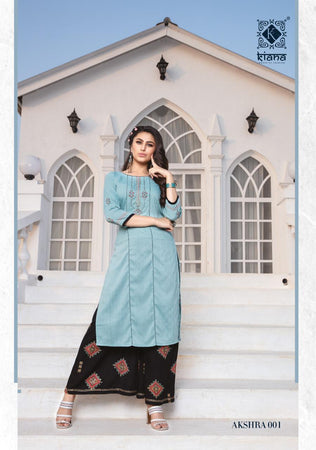 Aqua Viscose Doby Rubi Slub Indian Ethnic kurti with dupata