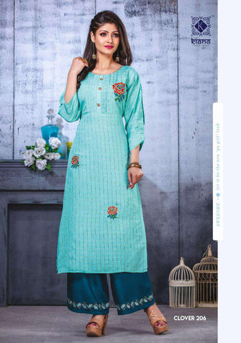Aqua Rayon and Heavy Work, Chanderi Indian Ethnic kurti with dupata