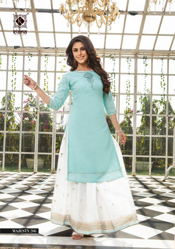 Aqua Viscose Doby Rubi Slub Indian Ethnic kurti with dupata