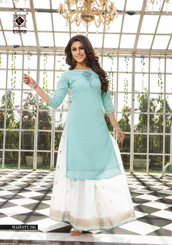 Aqua Viscose Doby Rubi Slub Indian Ethnic kurti with dupata