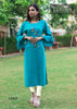 Aqua Premium Rayon Slub Handwork Indian Ethnic kurti with dupata