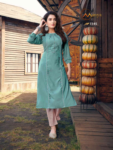 Aqua Premium Rayon Cotton Indian Ethnic kurti with dupata