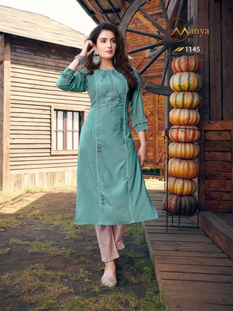 Aqua Premium Rayon Cotton Indian Ethnic kurti with dupata