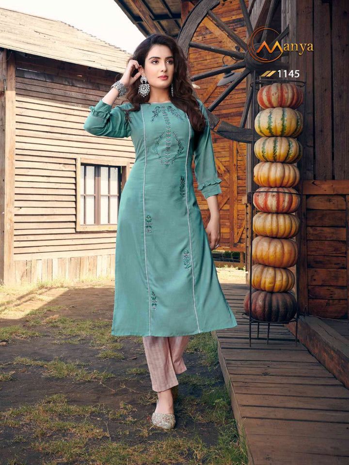 Aqua Premium Rayon Cotton Indian Ethnic kurti with dupata