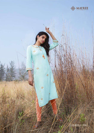 Aqua Rayon Slub Indian women's salwar kameez with dupatta ready to wear
