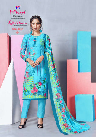 Aqua Heavy Lawn Cotton Indian women's salwar kameez with dupatta ready to wear