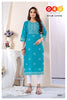 Aqua Heavy Chanderi with Beautiful Sequence Work & Batik Style Digital Print with Crepe Inner Indian Ethnic kurti with dupata
