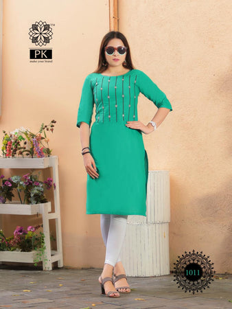Aqua Heavy Cotton with Embroidery Indian Ethnic kurti with dupata