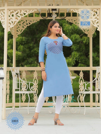 Aqua Heavy Cotton with Embroidery Indian Ethnic kurti with dupata