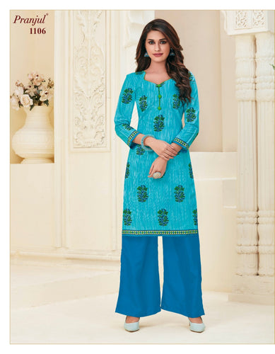 Aqua Cotton Indian Ethnic kurti with dupata