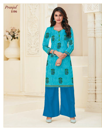 Aqua Cotton Indian Ethnic kurti with dupata
