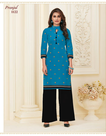 Aqua Cotton Indian Ethnic kurti with dupata