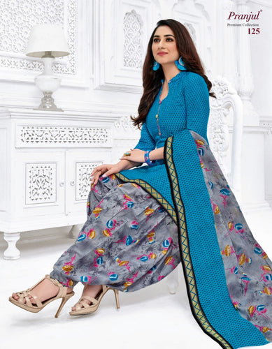 Aqua Cotton Indian women's salwar kameez with dupatta ready to wear