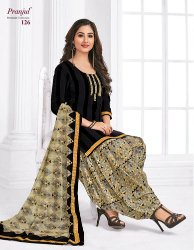 Black Cotton Indian women's salwar kameez with dupatta ready to wear