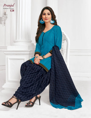 Aqua Cotton Indian women's salwar kameez with dupatta ready to wear