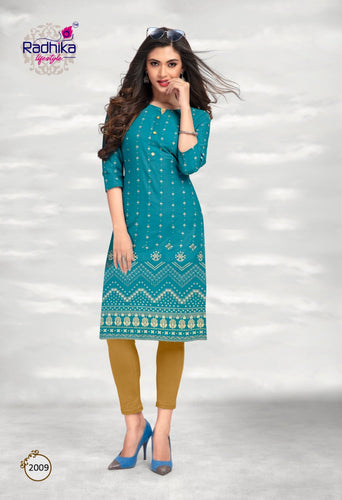 Aqua Cotton Indian Ethnic kurti with dupata