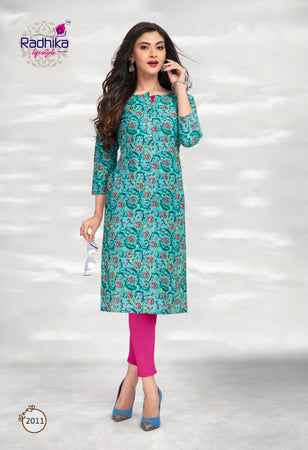 Aqua Cotton Indian Ethnic kurti with dupata