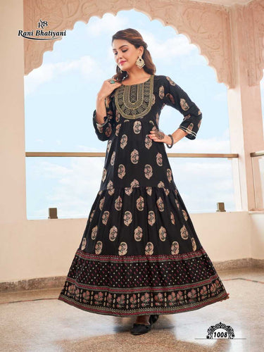 Black  Rayon with Foil Print Indian ethnic kurta with dupata