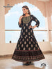 Black  Rayon with Foil Print Indian ethnic kurta with dupata