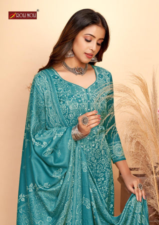 Aqua Pashmina Jacquard Indian women's salwar kameez with dupatta ready to wear