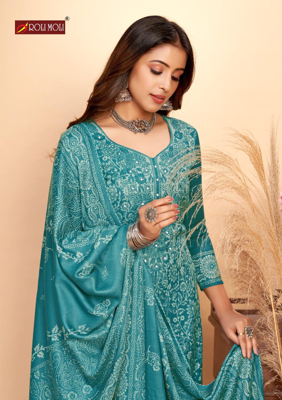 Aqua Pashmina Jacquard Indian women's salwar kameez with dupatta ready to wear