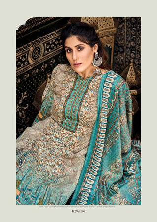 Aqua Pashmina Jacquard Indian women's salwar kameez with dupatta ready to wear