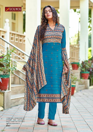 Aqua Pashmina Spun Indian women's salwar kameez with dupatta ready to wear