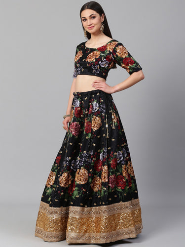 Black Art Silk Indian women's salwar kameez with dupatta ready to wear