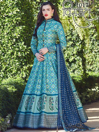 Aqua  Heavy Soft Killer Silk Indian women's salwar kameez with dupatta ready to wear