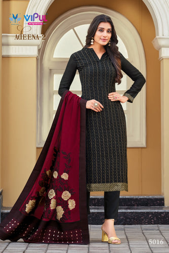 Black Chinon Indian women's salwar kameez with dupatta ready to wear