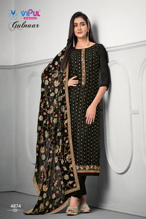 Black Chinon Indian women's salwar kameez with dupatta ready to wear