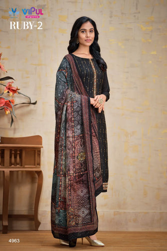 Black Chinon Indian women's salwar kameez with dupatta ready to wear