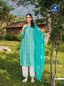 Aqua Rayon Print with Foil & Embroidery Indian Ethnic kurti with dupata