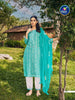 Aqua Rayon Print with Foil & Embroidery Indian Ethnic kurti with dupata