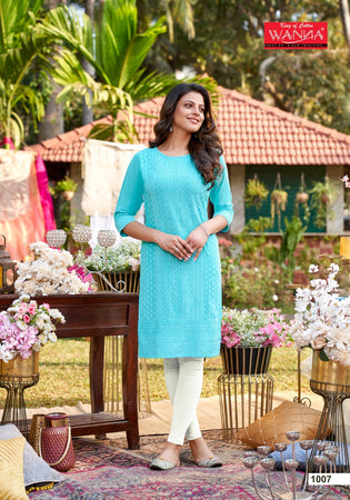 Aqua Finest Quality Rayon Chican Indian Ethnic kurti with dupata