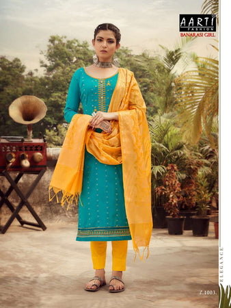 Aqua Jam with Botton Indian women's salwar kameez with dupatta ready to wear