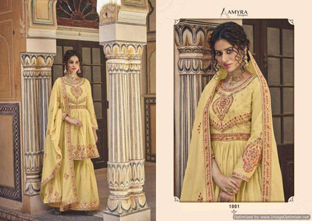 Gold Silk Indian women's salwar kameez with dupatta ready to wear
