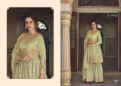 Multi Color Silk Indian women's salwar kameez with dupatta ready to wear